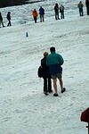 man wearing shorts on a glacier