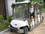 A very Taiwan christmas. Instead of a sleigh, Santa rides a festive golf cart.